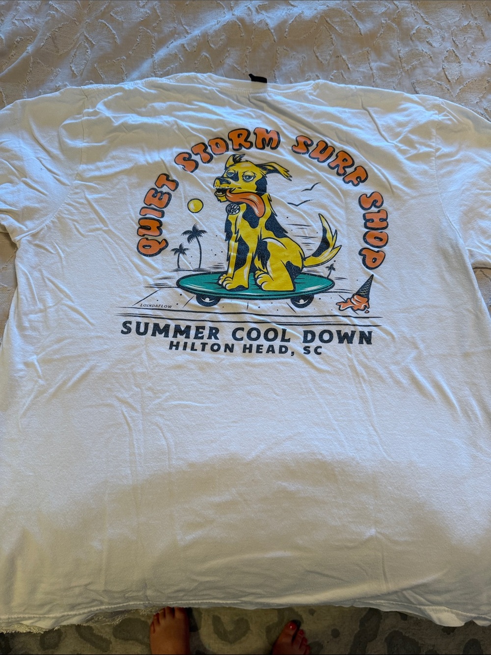 Gildan White Tee with Black Quiet Storm Surf Shop Logo